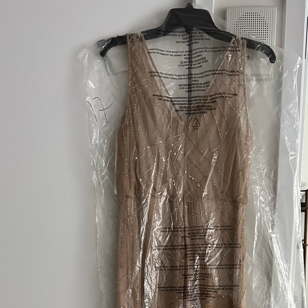 Adrianna Papell Gold Maxi Dress